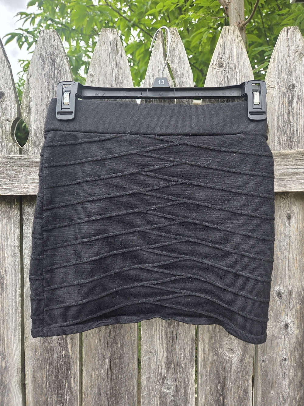 Black Textured Knit Mini Skirt - Women